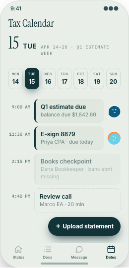 Accounting Firm & Tax Practice prototype screen showing Ask My Accountant