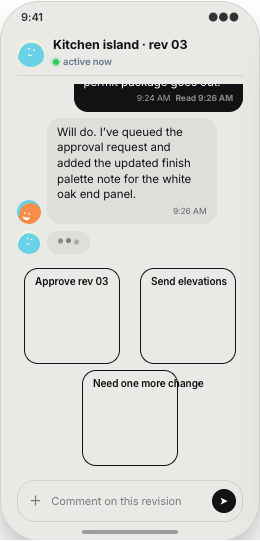 Architecture Firm prototype screen showing Revision Thread