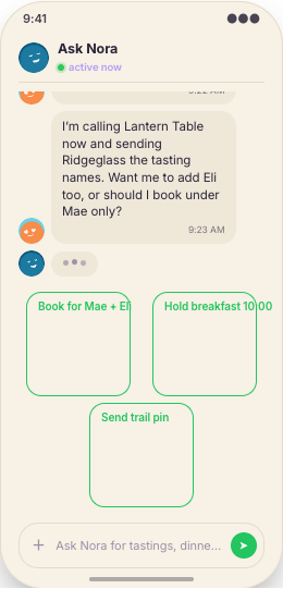 Bed and Breakfast Inn prototype screen showing Breakfast details