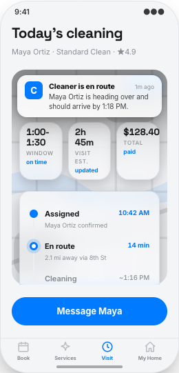 Home Cleaning Service prototype screen showing Add-ons that make sense