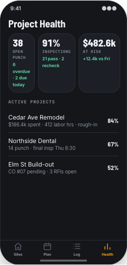 Construction Firm prototype screen showing Crew Routing