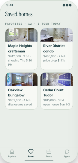 Real Estate Agency prototype screen showing Home Details