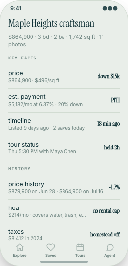 Real Estate Agency prototype screen showing Agent Chat