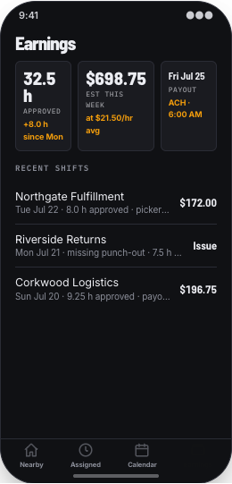 Staffing Agency prototype screen showing Recruiter inbox
