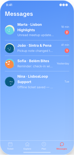 Lisbon Tour Operator prototype screen showing What's included on every tour
